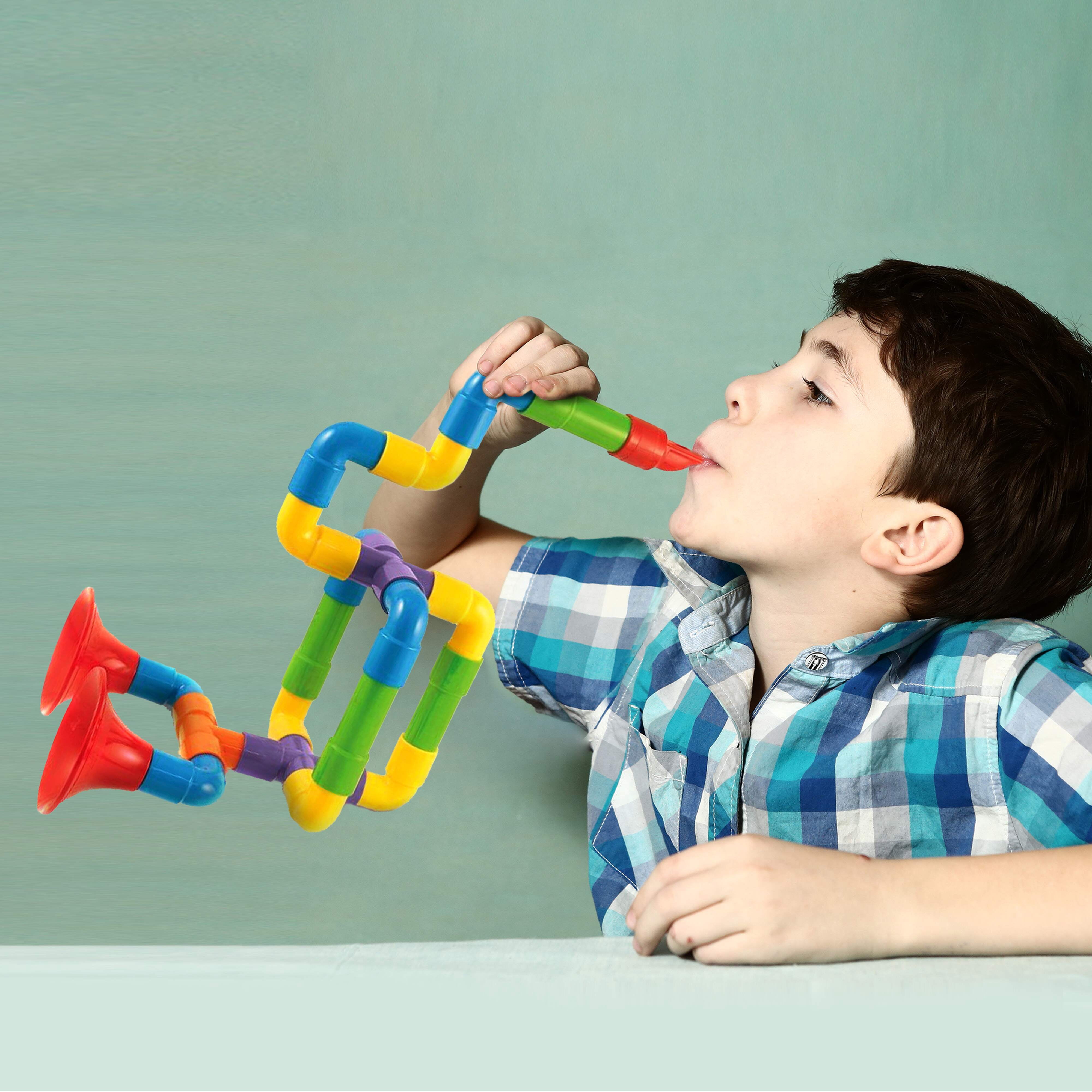 PicassoTiles 136PCS Pipe Tube Wheel Construction Building Blocks Set – STEM Educational Toy for Kids