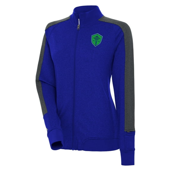 Women's Antigua Royal Seattle Sounders FC Strike Anthem Full-Zip Jacket