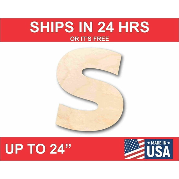 Unfinished Wood Block Letter S - Craft - up to 46" DIY 20" / 1/2"