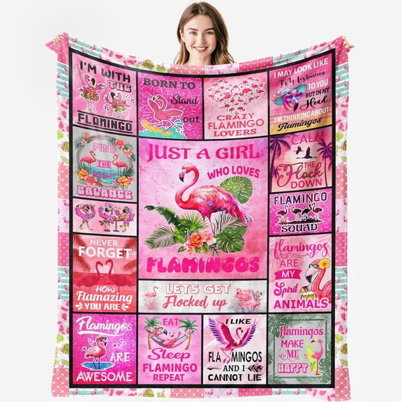 Flamingo Gifts for Women Girls Flamingo Blanket Just A Girl Who Loves Flamingos Gifts for Flamingo Lovers Super Soft Flannel Flamingo Throw Blanket 50"X40"