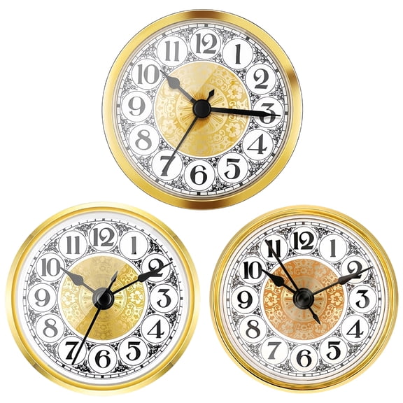 Round Clock Small Clock Insert Roman/Arabic Numerals Gold/Silver Trim For Craft And Replacement Clocks 70mm 80mm 90mm
