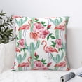 thumbnail image 4 of Yiaed Flamingo Flower Print Pillow Covers Super Soft Decorative Square Throw Pillow Covers Case Cushion Covers for Sofa Couch Bedroom Car Decor（No pillow core）-22"x22", 4 of 7