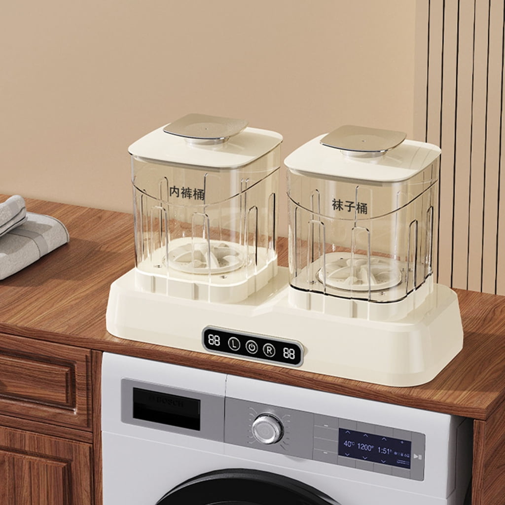 Compact Washer Energy Saving Portable 2L Twin Chamber Washing Machine Portable Underwear Panties Washer for Small Spaces