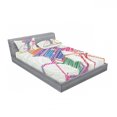 thumbnail image 3 of Modern Bedding Set with Sheet & Covers, Sketch Hand Drawn Image of a Cycling Man on Bike Sun Grass Artwork Print, Printed Bedroom Decor 2 Shams, 4 Sizes, Multicolor, by Ambesonne, 3 of 3