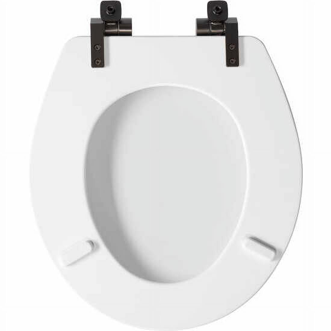 Mayfair by Bemis Benton® Round Wood Seat White with Matte Black Slow-Close Hinges Never Loosens
