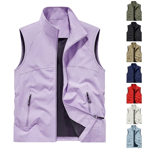 Awwp Men's Lightweight Vest Sleeveless Outdoor Work Jacket for Travel Hiking Running Multi-Pocket Utility Vest Black Size: L