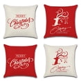 thumbnail image 1 of Christmas Pillow Covers 18×18 Inch Set of 4 Farmhouse Pillow Covers Holiday Rustic Linen Pillow Case for Sofa Couch Christmas Decorations Throw Pillow Covers Letter, 1 of 5