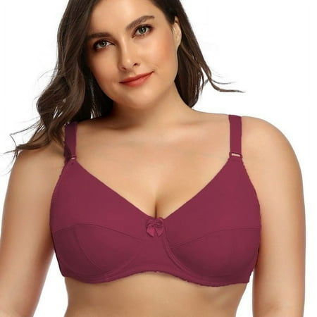 Women Underwire Plus Size Bras Full Coverage Non Padded Brassiere Minimizer Underwear 36-52 D E F Color Black Nude BH