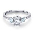 thumbnail image 3 of Gem Stone King 925 Sterling Silver White Topaz and Sky Blue Aquamarine Engagement Ring for Women | 1.34 Cttw | Oval 7X5MM | Gemstone November Birthstone | Size 8, 3 of 6