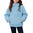 thumbnail image 3 of Fancifize Fancifize Half Zip Sherpa Fleece Sweatshirts for Boys Girls, Mock Neck Fuzzy Warm Pullover Tops with Pockets, 3-14 Years, 3 of 7