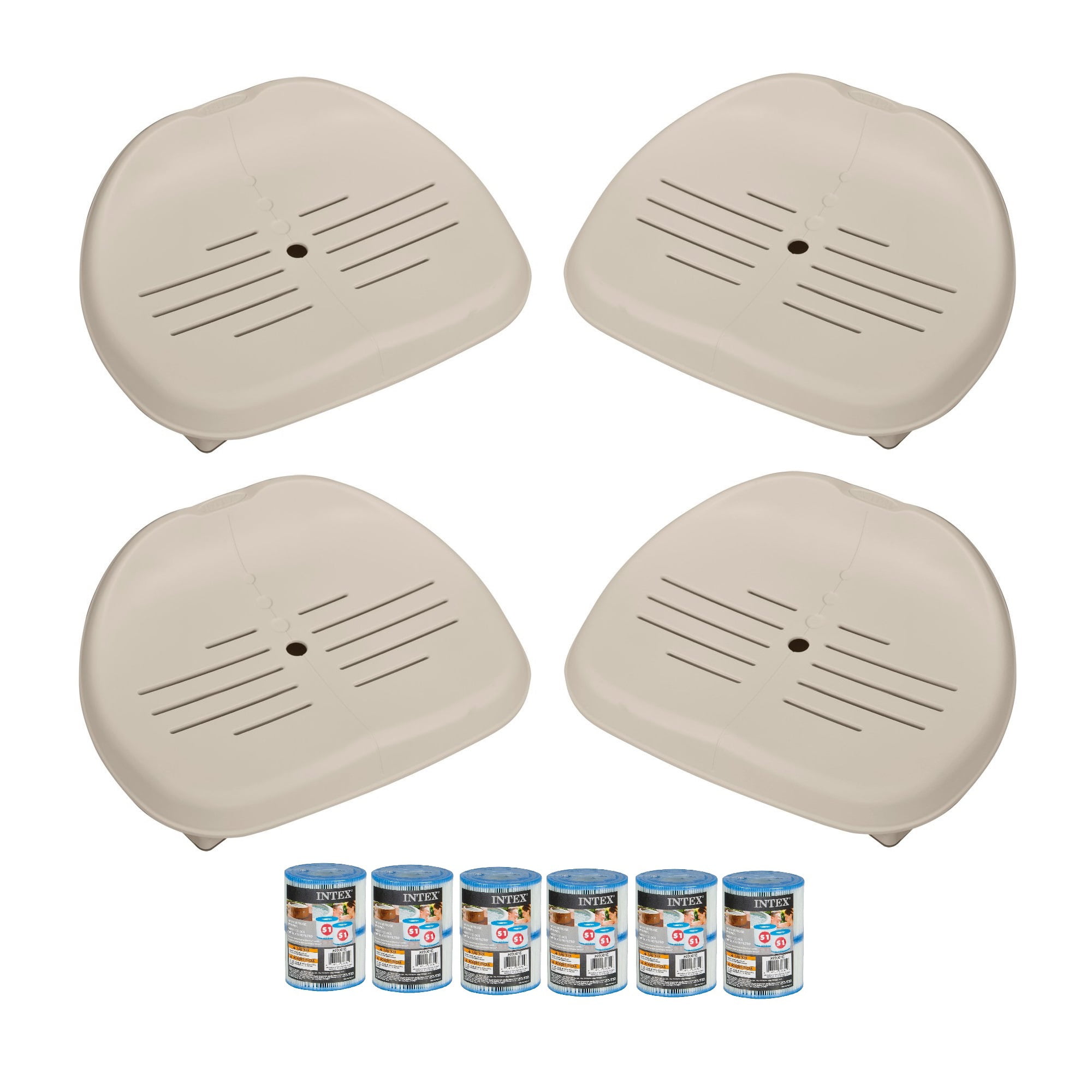 Intex Inflatable Spa Seat & Cup Holder & Type S1 Pool Filter Cartridges 6 Pack 