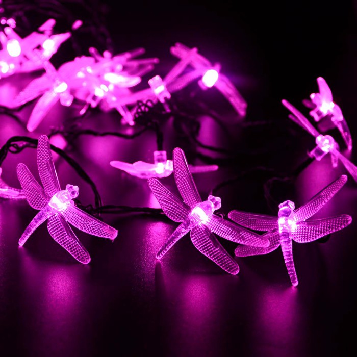 Qedertek Dragonfly Solar String Lights, 20ft 30 LED Waterproof Fairy