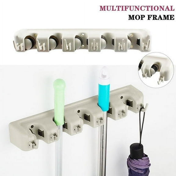 TECHTONGDA Magic Wall Mount Mop Holder Brush Broom Hanger Kitchen Tool Organizer