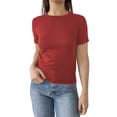 thumbnail image 2 of Tittly T Shirts for Women Going Out Tops Women's Casual Basic Going Out Crop Tops Slim Fit Short Sleeve Crew Neck Tight T Shirts Spring Tops for Women Tshirts Shirts RD1 XXL, 2 of 6