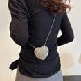 thumbnail image 5 of Jiibva Luxury Rhinestone Evening Party Bag Heart Shaped Diamond Embellished Purse Sparkling Single Shoulder Banquet Chain Bag Mini Wallet for Dinner and Wedding, 5 of 7