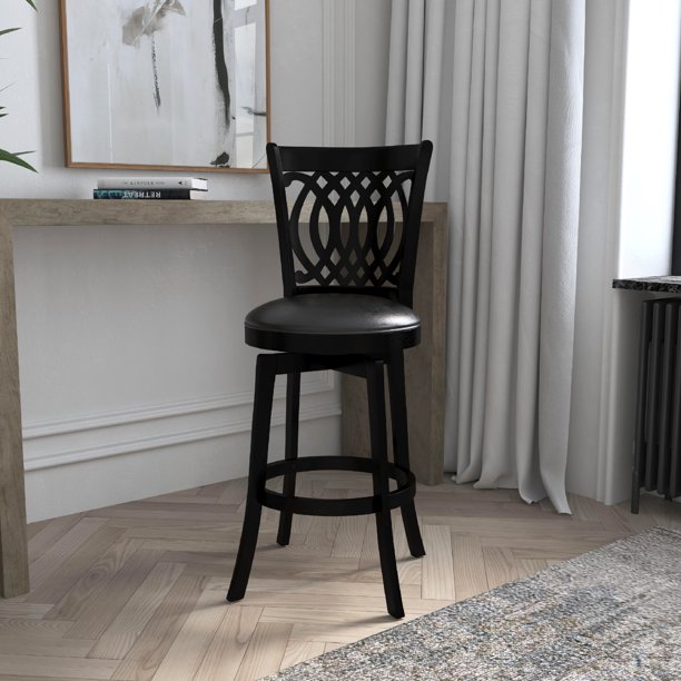 Hillsdale Furniture Van Draus Wood Bar Height Swivel Stool with Black