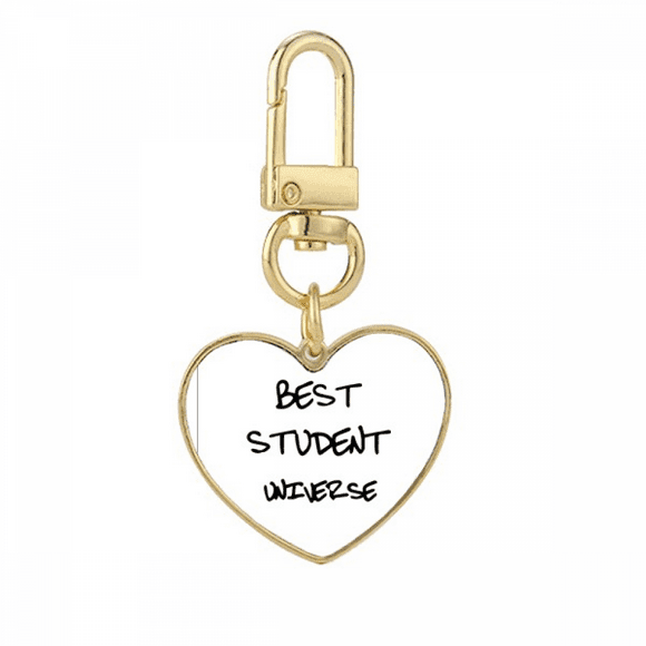 Best Student Universe Student Quote Gold Heart Keychain Metal Keyring Holder