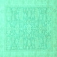 thumbnail image 1 of Ahgly Company Indoor Square Oriental Turquoise Blue Traditional Area Rugs, 5' Square, 1 of 4
