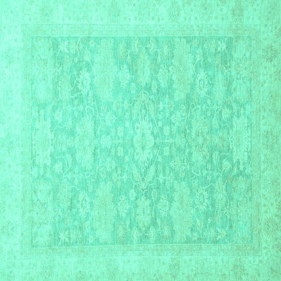 Ahgly Company Indoor Square Oriental Turquoise Blue Traditional Area Rugs, 5' Square