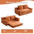 thumbnail image 6 of Loveseat Sofa, Comfortable Deep Seat Sofa Bed, Reversible Cushion with Pillows, Modern Small Corduroy Couch for Living Room, Bedroom, Apartment, Office, No Assembly Required, Orange, 6 of 6