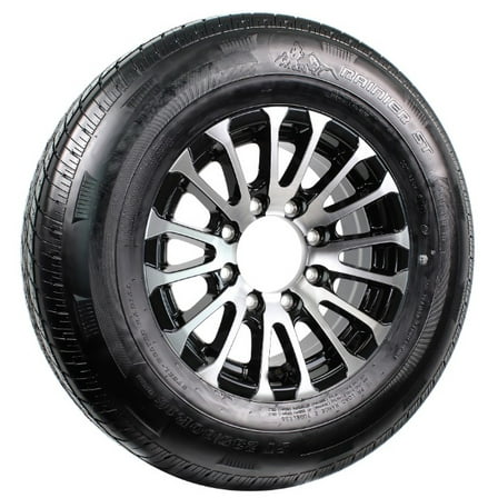 eCustomrim Radial Trailer Tire ST235/80R16 Load E 16" 8 Lug Avalanche Black Aluminum Rim