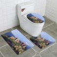 thumbnail image 1 of ABPHQTO Primera luz en las rocas rojas de Boulder Colorado Juego de alfombras de baño de 3 piezas Alfombra de baño Alfombra de contorno y tapa de inodoro, 1 of 2