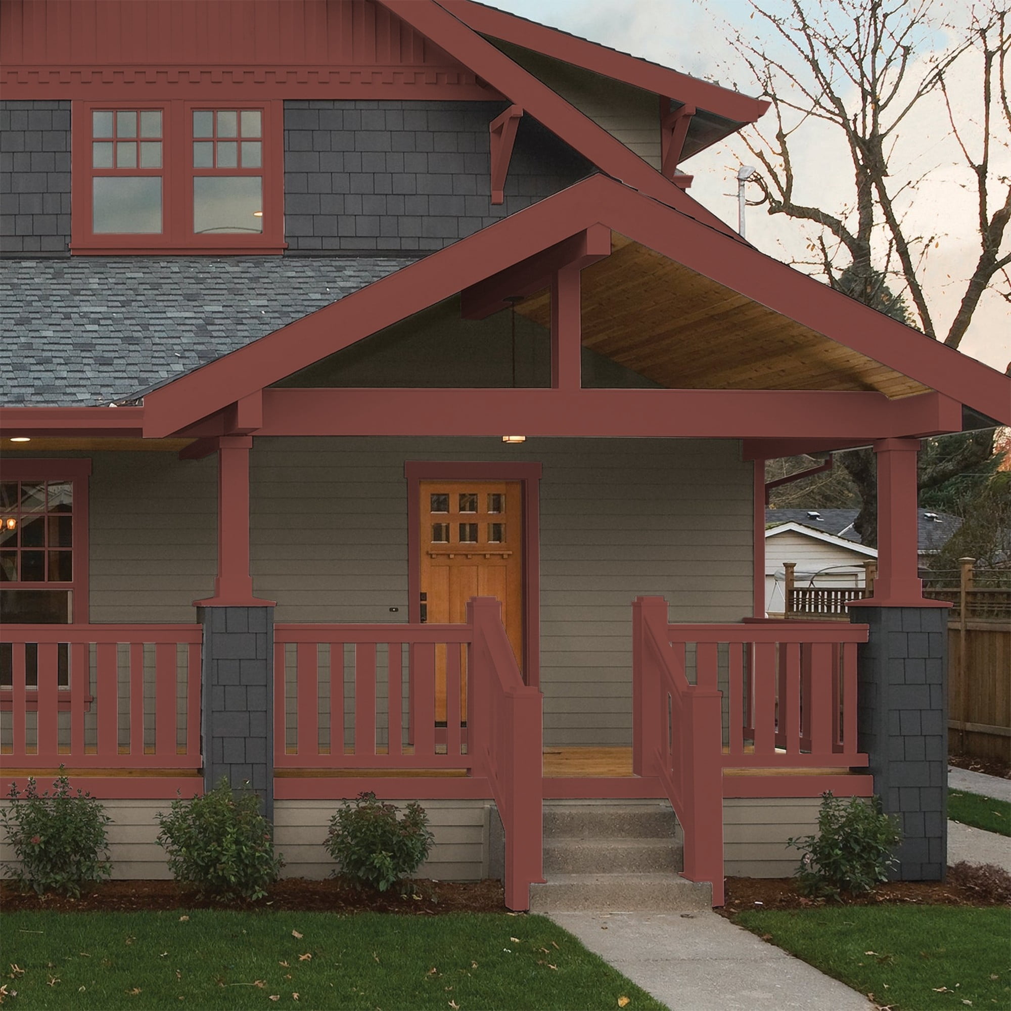 Glidden One Coat Sweet Spiceberry / Red Semi-Gloss Exterior Paint with Primer, 1 Gallon