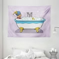thumbnail image 1 of Comics Decor Tapestry, Superhero Fast Furious Relaxing in Bubble Bath Shower with Rubber Duck Artwork, Wall Hanging for Bedroom Living Room Dorm Decor, 80W X 60L Inches, Multicolor, by Ambesonne, 1 of 2