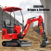 HUAYEE 1.4 Ton Mini Excavator with 200mm Digging Bucket, Ripper, Landscape Rake, HY14C Small Digger with 13.5 HP Engine, Side Swing, Hydraulic Thumb, In-stock in the US