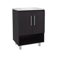 thumbnail image 2 of Kitchen Sink Conrad Free Standing Resin Sink Bathroom Vanity With One Door Cabinet, And Open Shelf, Black,Stainless Steel Kitchen Sink, 2 of 9