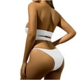 thumbnail image 6 of WREESH Womens Bandeau Bikini Sets Solid Color Swimwear Two-Piece Slim Swimsuit Bikini Straped Swimsuits Beach Bathing Suit White, 6 of 6
