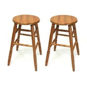 eHemco 29" Solid Oak Bar Stools in Oak Finish, set of 2