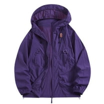 Men's Oversize Rain Jacket Solid Color Long Sleeved Drawstring Sun Protection Summer Casual Hooded