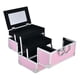 thumbnail image 5 of Caja de tren de maquillaje, caja de cosméticos de belleza con espejo, caja de almacenamiento de cosméticos de aleación de aluminio, organizador de Rosa, 5 of 10