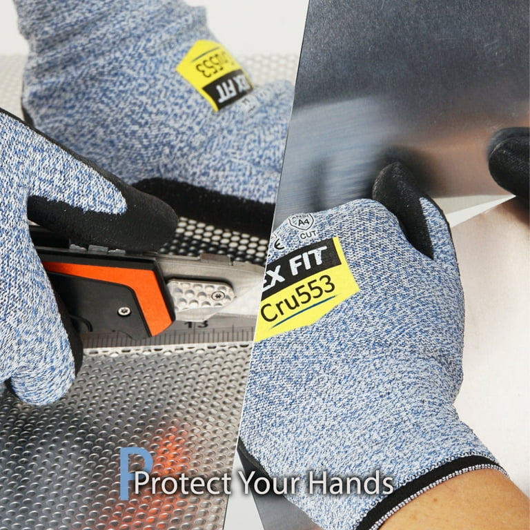 DEX FIT Level 5 Cut Resistant Gloves Cru553, 3D Comfort Stretch Fit, Power  Grip, Durable Foam Nitrile, Pass FDA Food Contact, Smart Touch, Thin 