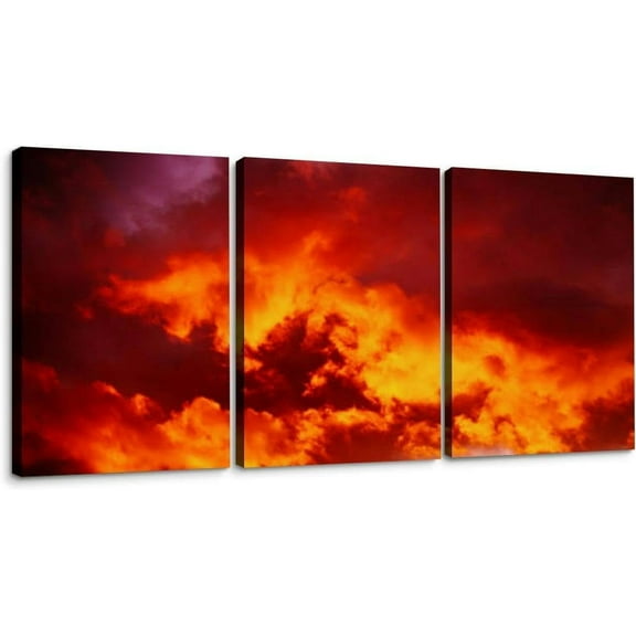 An idyllic color palette during a beautiful sunset along the Pacific 3 Piece Canvas Wall Art for Living Room Bedroom Office Framed Prints Pictures Painting Wall Decor Artwork for Walls Set of 3