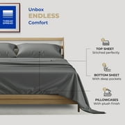 THREAD SPREAD 100% Cotton Queen Bed Sheets - Luxury 400 Thread Count Bed Sheets Queen Size (4 PC, Dark Grey) Silky Soft Cooling Sateen Hotel Sheet Set