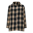 thumbnail image 6 of UVEASISHA Lightweight Shacket Women Long Sleeve Plaid Shirt Jackets Boyfriend Button Down Shirts Business Casual Loose Blouses Birthday Gifts Khaki XS, 6 of 8