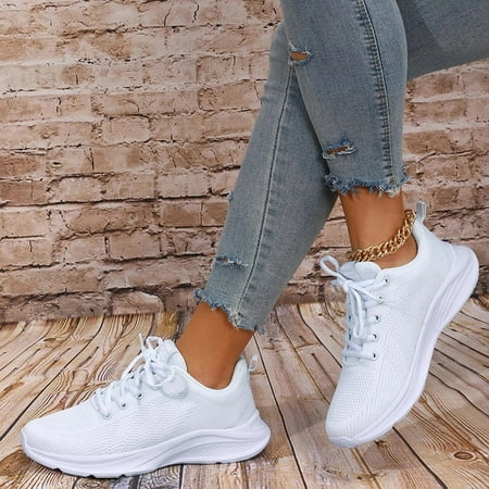 

XIAQUJ Women Running Shoes Lace up Front Sporty Sports Shoes White Women s Fashion Sneakers White 7.5(39)