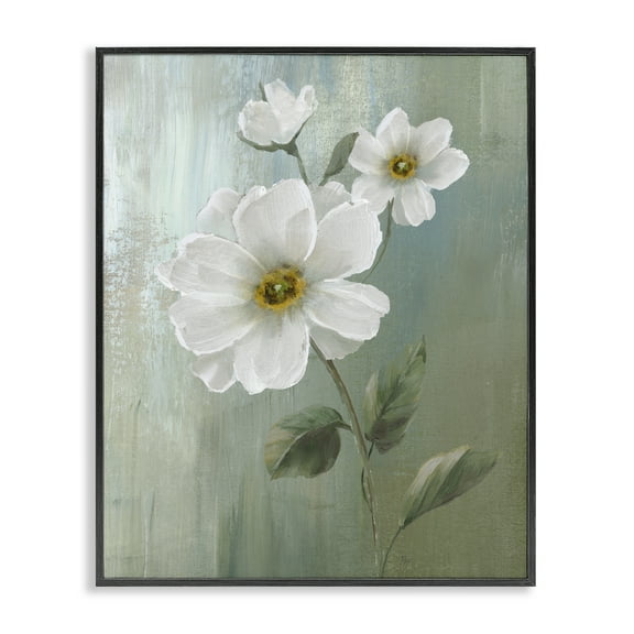 Stupell Industries Blooming White Blossoms Plants & Flowers Painting Black Framed Art Print Wall Art, 11 x 14