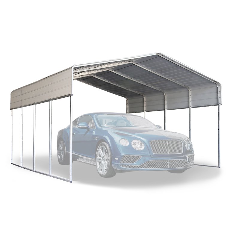 EROMMY Carport With Galvanized Steel Roof, MultiUse, 60 OFF