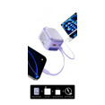 thumbnail image 3 of 3P Power Charger Multi-port Charging Head with Built-in Retractable Data Cable - Purple, 3 of 5