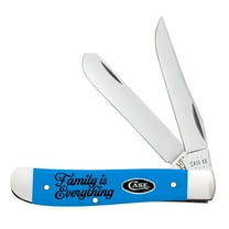 Case XX Mini Trapper Family is Everything Light Blue Synthetic Stainless Pocket Knife