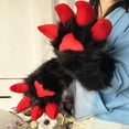 thumbnail image 3 of Byfri Black Furry Dragon Paw Full Finger Mittens, Plush Anime Gloves for Themed Events, Black 38x20cm, 3 of 7