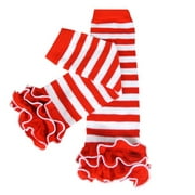 ALLYDREW Stripes, Polka Dots & Chevron Baby Leg Warmer & Toddler Leg Warmer for Boys & Girls, Red & White Stripes & Ruffles