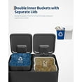 thumbnail image 4 of 2 x 10.6 Gallon Stainless Steel Double Trash Can with Lid for Kitchen, Large Dual Trash and Recycle Bin Combo, Step-on Kitchen Metal Garbage Cans, PP Inner Buckets, Liner Rim, Matte Black, 4 of 6