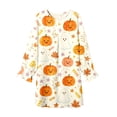 thumbnail image 2 of ZHOGXU Exquisite Halloween Themed Long Sleeve O Neck Robe Pumpkin Printed Ruffle Sleeve Kids Girls Loungewear Home Nights, 2 of 3