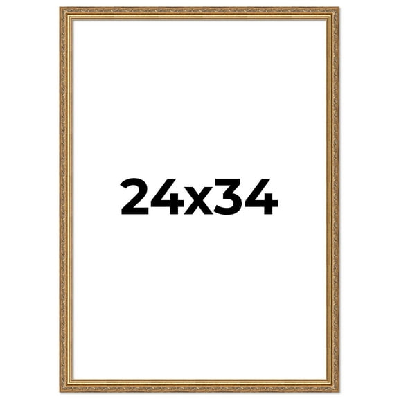24x34 Frame Gold Solid Wood Picture Frame Width 1.25 Inches | Interior Frame Depth 0.375 Inches |