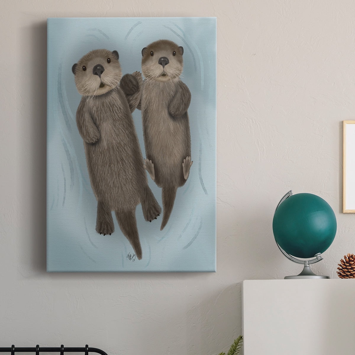 Otters Holding Hands Premium Gallery Wrapped Canvas - Ready to Hang