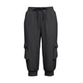 thumbnail image 5 of Lyrcatrment Cargo Capris for Women with Pockets Summer Stretchy High Rise Regular Fitted Elastic Cuff Lightweight Jogger Hiking Capri Pants Cropped Trousers, 5 of 9